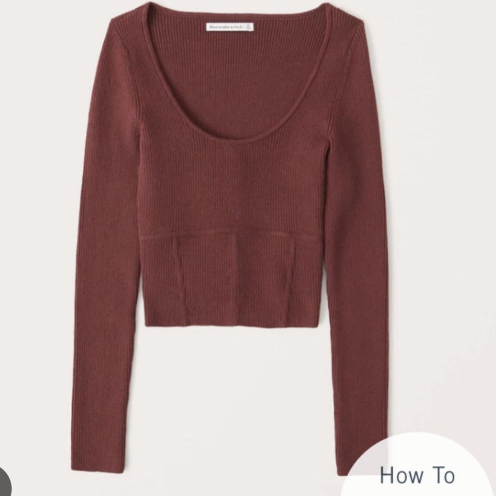 Abercrombie Brown Scoopneck Corset Sweater Top